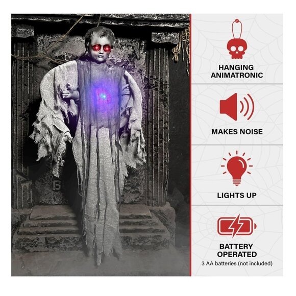 Haunted Hill Farm Animatronic Scary Haunted Angel with Touch Activated Lights - Picture 4 of 5